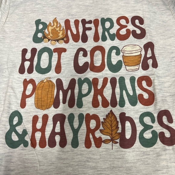 pivotal partners Tops - Bonfires Hot Cocca Pumpkins Hayrides NEW FALL short sleeved T-shirt